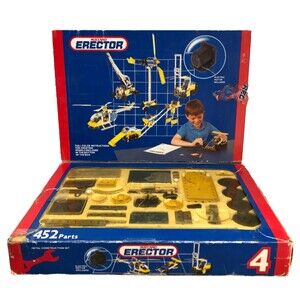 Vintage Meccano Erector Set 4 Construction Set 51 Models Metal Pieces For Parts